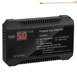 자동차 RV 가정용 디지털 프로판 테스터 계량기 LPG 천연 가스 센서 누출 경보 85DB 사이렌 검은색 12V