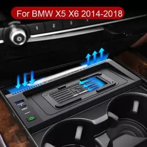 BW X5 F15 X6 F16 2014 2015 2016 2017 2018 15W 차량용 무선 충전기 고속 전화