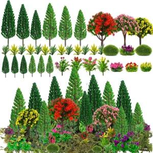 32개 모델 트리 혼합 플라워 DIY 공예를 위한 인공 가짜 미니 꽃 장식 풍경 기차 철도 디오라마 용품