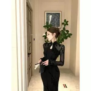 원피스 여성용 가을 치파오 분위기 슬림핏 롱스커트 변형 복고풍 SPO마켓3