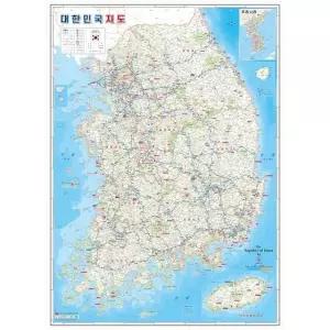 대한민국지도 코팅 - 우리나라 전국 도로 여행 전도 교육용지도 (W89783E)