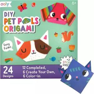 Oly DIY 종이 키트 24개의 동물 종이접기 디자인 및 스티커 12개의 완성형 6개의 빈칸 컬러 인 접이식