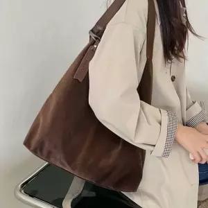 스웨이드 여자 숄더백 캐주얼 데일리 가방 출근룩 캔버스백 라탄쇼퍼백 (WD925ED)