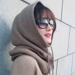 여성 따뜻한 폴라 니트 페이크 후드 넥워머 폴라티 여자넥워머