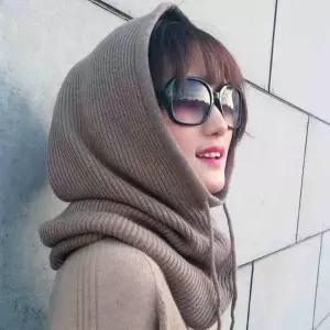 여성 따뜻한 폴라 니트 페이크 후드 넥워머 폴라티 여자넥워머