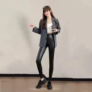 PU 기모 레깅스 여성 슬림 하이웨스트 팬츠 벨벳 바지 가을
