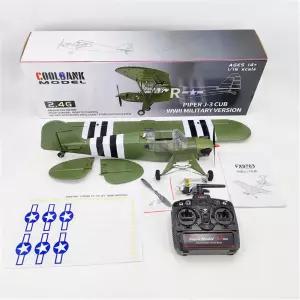 구키라니 1/16 스케일 RC 비행기 제2차 세계대전 파이퍼 J-3 CUB 자이로 장착 2.4GHz 4CH 군용 준비 완료