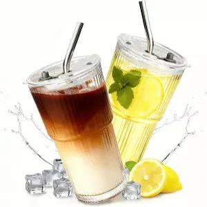 스무디 주스 말차 티 라떼 카푸치노 에스프레소 핫 커피 워터 재사용 가능한 투명 여행용 에스테틱 드링킹