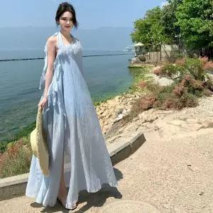 여자 원피스 뉴 비치 백 홀터넥 무드 바캉스 OP1