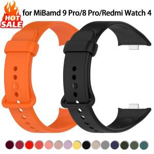 샤오미호환 mi band 9 pro/8 스마트 시계 액세서리 correa 팔찌 교체 redmi watch 4 스트랩 용 공식 실리콘