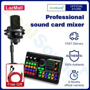 마이크 Zealsound 전문 팟캐스트 마이크 사운드 카드 키트, PC 스마트폰 노트북 컴퓨터 브이로그 오디오 저