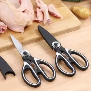 고급 스텐 주방가위 톱니 칼날 다용도 강력한 뼈가위 식가위 캠핑도구 (WD63DFA)