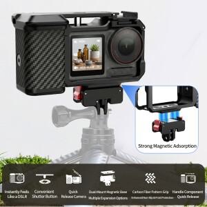 고프로 전용 충전기 DJI OSMO 액션 5pro 용 카메라 케이지, 보호 케이스 콜드 슈, 1/4 인치 Arri 홀 퀵릴리