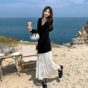 원피스 롱 여자 캐주얼 봄가을 러블리한 레이스 인기3