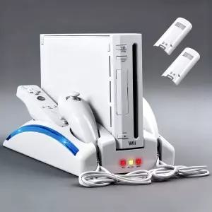 오작 Wii 콘솔 게임 주최자 스테이션 원격 충전 스탠드 베이스 닌텐도 넌척 키트와 호환되는 2개의 충전식
