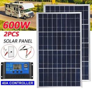 300W/600W 태양광 패널 키트 완전한 12V 다결정 USB 전원 휴대용 야외 충전식 전지 발전기