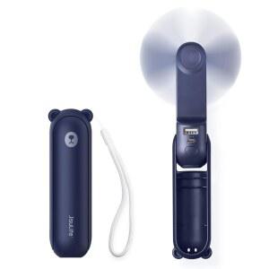 JISULIFE 3 IN 1 핸드헬드 미니 선풍기 - 휴대용 & 파워 뱅크 손전등, 19H 최대 냉방, USB 충전식, 여행용 포켓 사이즈, 크루즈, 콘서트, 메이크업, 2026년 여성용 여름 선물 (블루)