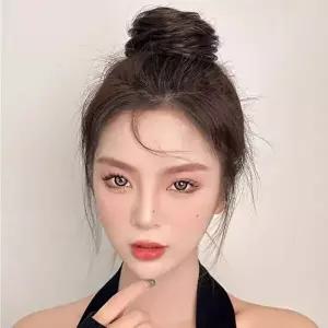 똥머리 집게핀 가발 생머리 브라운 올림머리 (HSJ-WFHWJ4G)