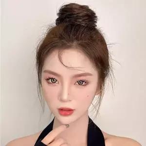 똥머리 집게핀 가발 생머리 라이트브라운 만두머리 (HSJ-WFHWJ4D)