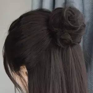 똥머리 집게핀 가발 파마머리 내추럴블랙 만두머리 (HSJ-WFHWJ4F)