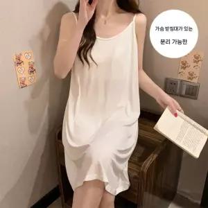옥뚜브레 여름 치마 커플잠옷세트 빅사이즈 슬립 패드 솔리드 나시 잠옷 UNO2