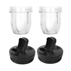 Nutri Ninja Auto-IQ 블렌더 426KKU450과 호환되는 2팩 12온스 컵 교체 부품(커버 뚜껑 포함)
