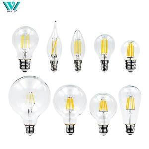 LED 레트로 에디슨 전구, E14, E27, AC 220V, 2W, 4W, 6W, 8W, 빈티지 유리 램프, C35, G45, A60, ST64, G8