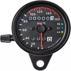 DKMOTORK 0021 KM/H 직경 2.56 인치 기계식 오토바이 속도계 듀얼 주행 거리계 LED 백라이트 중립 전조등