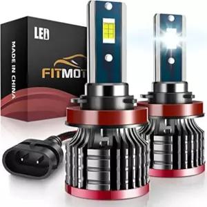 FITMOTORS H11/H8/H9 전구 80W 16000루멘 밝기 6500K 쿨 화이트 포그 라이트 할로겐 교체 IP68 방수 2팩