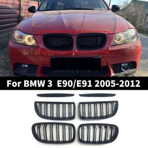 BMW 호환 E90 E91 3 시리즈 2005-2012 325i 320i 330i 335i 튜닝 액세서리 용 전면 신장 범퍼 그릴 레이싱