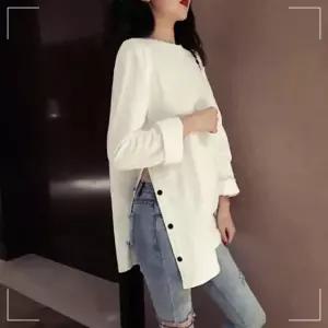 단추 오오티티 롱티셔츠 옆트임 라인 여리여리 PWCA0BC3