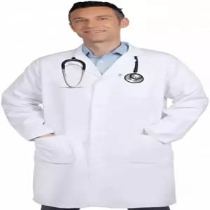 DR 유니폼 코튼 랩 코트 - 학생 및 의사를 위한 남녀 공용 흰색 롱
