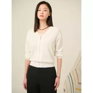 빈폴 레이디스 집업 V넥 긴소매 카디건 아이보리 (BF545AC050) 니트 여성카디