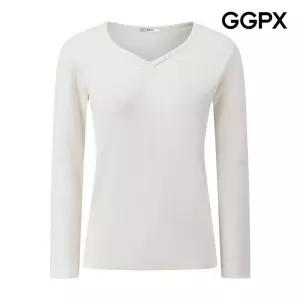 GGPX 셔링 V넥 스프링 티셔츠 GQ1TS007F