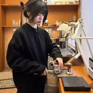 슬램덩크 남친 검정 니트 이너 가을 스웨터 카디건 넥 집업 차이나 HO3