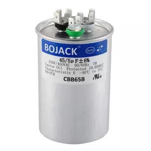 BOJACK 45+5 uF 45/5 MFD 6 370V/440VAC CBB65 듀얼 런 원형 시동 커패시터 AC 모터 또는 팬 스타트 콘덴서