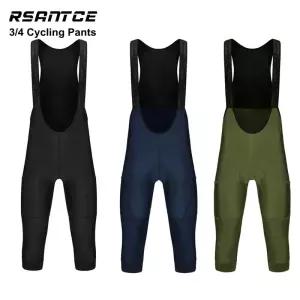 Rsantce 남성용 2 포켓 3/4 사이클링 턱받이 반바지 여름 봄 가을 자전거 바지 Mtb 의류