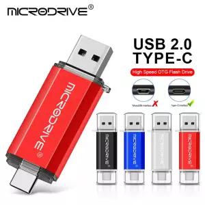 고속 64gb 2IN 1 USB 플래시 드라이브 금속 유형 C 펜 외부 저장 장치 TypeC 16G 메모리 스틱