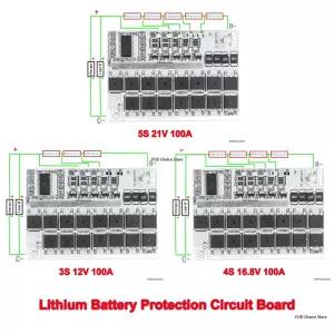 3s 4s 5s BMS 12v 16.8v 21v 3.7v 100a 이온 LMO 삼원계 배터리 보호 회로 기판 밸런스 충전
