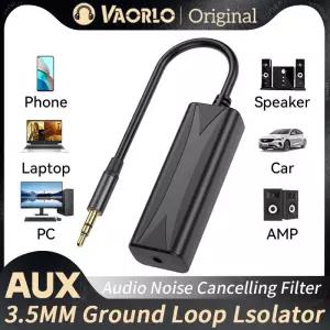 VAORLO 3.5mm AUX 오디오 간섭 방지 접지 루프 잡음 필터 Lsolator 홈 스테레오 자동차 시스템에 대한 취소