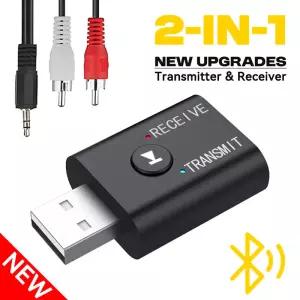 2 In 1 Bluetooth 오디오 송신기 수신기 HD 마이크 3.5mm AUX USB 스테레오 음악 무선 어댑터 차량용 키트