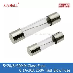 10PCS 5*20/6*30MM 빠른 블로우 유리관 퓨즈 F0.1A 0.2A 0.5A 1A 1.5A 2A 2.5A 3.15A 4A 5A 6.3A 7A 8A 10A