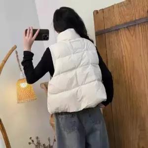 헐크 빈티지 캐주얼 여자 베스트 다운 조끼 하이넥 올오버 KKE1