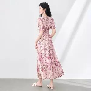 EAMT 여친 원피스 치마 여름옷 은사 쉬폰 프린트 부드러운 EUNG2