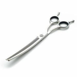 전문가용 17.8cm(7인치) 강아지 그루밍 청커 가위, 얇게/블렌딩 애완동물 - 구부러진 스틸, 반려동물 위쪽으로 또는 가족용 사용 diy 가위 일본 그루머 스테인리스 440c
