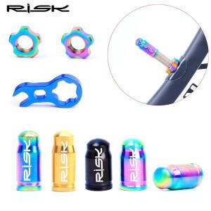 RISK 티타늄 합금 자전거 밸브 캡, Presta Schrader 깍지 밸브 코어 캡, MTB 도로 자전거 타이어 밸브 스템