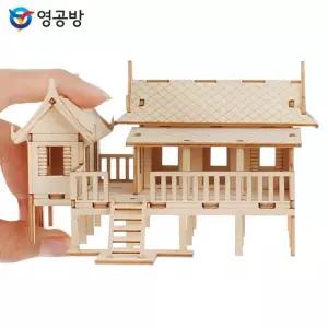목재모형 조립 조립키트 세계의집 영공방 미니 태국전통가옥 YM598