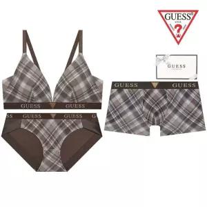 매장정품 GUESS 게스 [선물포장] 브라운체크 커플속옷세트 GDWBR923BP923DR923 1693531