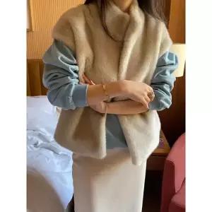 EAMT 여자 퍼 카디건 조끼 YJ1