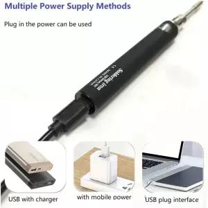 무선 납땜 다리미 도구 펜 휴대용 USB 5V 8W 전력 3 팁 키트 충전식 및 온도 조절